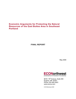 Economic Arguments for Protecting the Natural Resources of the East Buttes Area in Southeast Portland