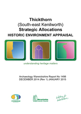 Thickthorn (South-East Kenilworth) Strategic Allocations HISTORIC ENVIRONMENT APPRAISAL