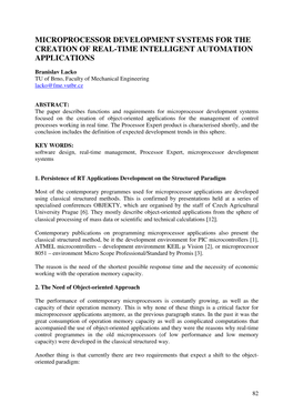 Microprocessor Development Systems for the Creation of Real-Time Intelligent Automation Applications