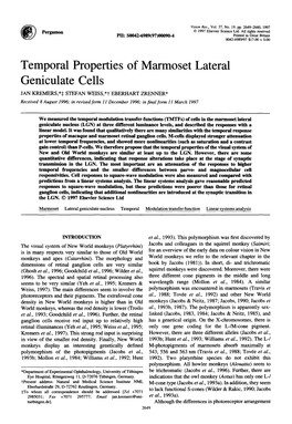 Temporal Properties of Marmoset Lateral Geniculate Cells