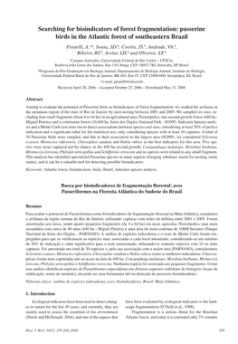 Searching for Bioindicators of Forest Fragmentation: Passerine Birds in the Atlantic Forest of Southeastern Brazil