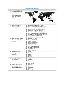 Sir John Monash Centre Quiz What Do You Know About Australia? 1