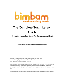 The Complete Torah Lesson Guide (Includes Curriculum for All Bimbam Parsha Videos)