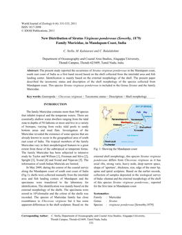 New Distribution of Siratus Virgineus Ponderosus (Sowerby, 1879) Family Muricidae, in Mandapam Coast, India