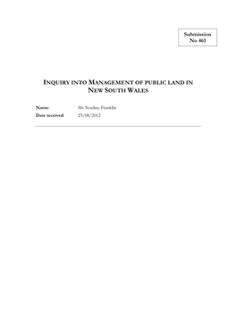 Inquiry Into Management of Public Land in New South Wales