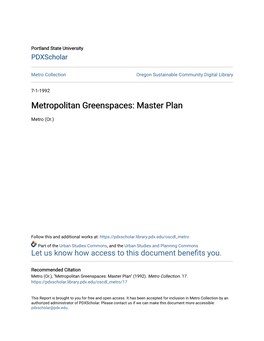 Metropolitan Greenspaces: Master Plan