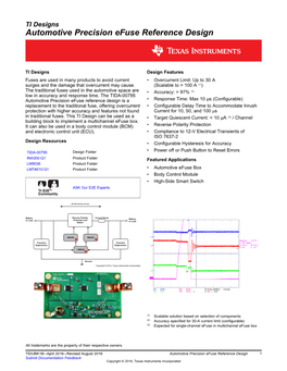 Automotive Precision Efuse Reference Design (Rev. B)