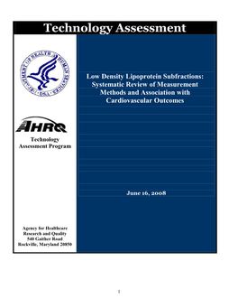 Low Density Lipoprotein Subfractions: Systematic Review of Measurement Methods and Association with Cardiovascular Outcomes