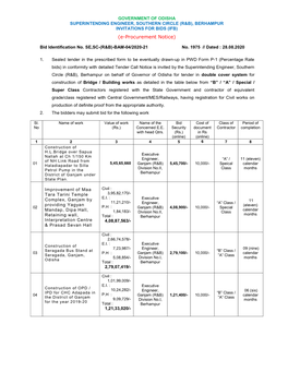 E-Procurement Notice