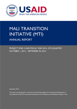 Mali Transition Initiative (Mti) Annual Report