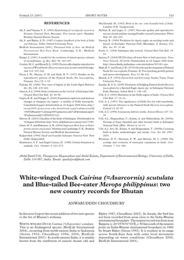 White-Winged Duck Cairina (=Asarcornis) Scutulata and Blue-Tailed Bee-Eater Merops Philippinus: Two New Country Records for Bhutan