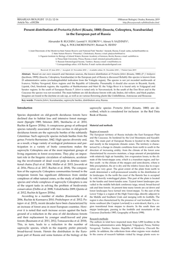 Present Distribution of Protaetia Fieberi (Kraatz, 1880) (Insecta, Coleoptera, Scarabaeidae) in the European Part of Russia