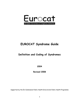 EUROCAT Guide 6: Definition and Coding of Syndromes