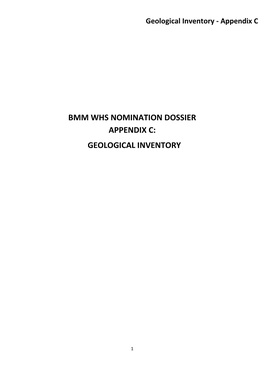 Bmm Whs Nomination Dossier Appendix C: Geological Inventory