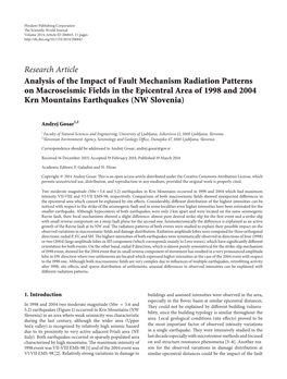 Analysis of the Impact of Fault Mechanism Radiation Patterns on Macroseismic Fields in the Epicentral Area of 1998 and 2004 Krn Mountains Earthquakes (NW Slovenia)