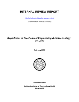 Department of Biochemical Engineering & Biotechnology IIT Delhi