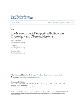 Self-Efficacy in Overweight and Obese Adolescents Jenna Bastianello Grand Valley State University
