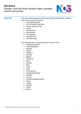 PPL3FPC5 Prepare, Cook and Finish Complex Cakes, Sponges, Biscuits and Scones
