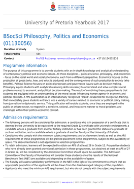 Bsocsci Philosophy, Politics and Economics (01130056)