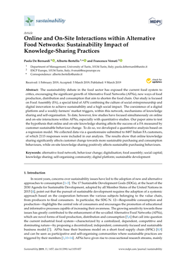 Online and On-Site Interactions Within Alternative Food Networks: Sustainability Impact of Knowledge-Sharing Practices