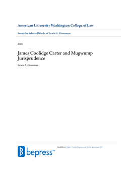 James Coolidge Carter and Mugwump Jurisprudence Lewis A