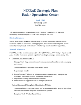 NEXRAD Strategic Plan Radar Operations Center