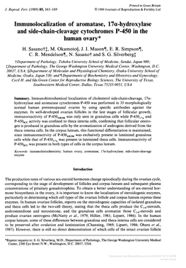 And Side-Chain-Cleavage Cytochromes P-450 in the Human Ovary H