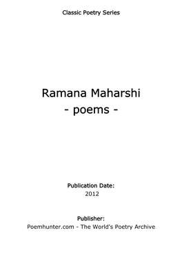 Ramana Maharshi - Poems
