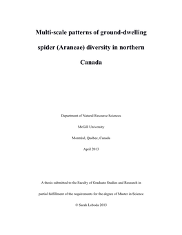 Multi-Scale Patterns of Ground-Dwelling Spider (Araneae) Diversity in Northern Canada
