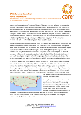 CARE Jurassic Coast Trek Route Information Please Note This Route Is Subject to Change and the Final Route Will Be Communicated to All Walkers Well in Advance