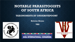 Notable Parasitologists of South Africa