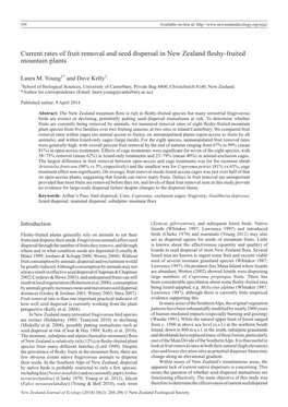 Current Rates of Fruit Removal and Seed Dispersal in New Zealand Fleshy-Fruited Mountain Plants