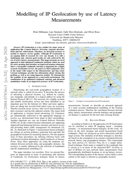 Modelling of IP Geolocation by Use of Latency Measurements