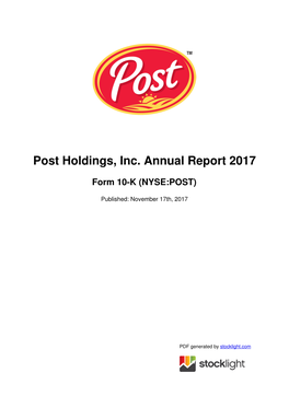 Post Holdings, Inc. Annual Report 2017