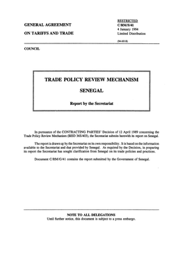 Trade Policy Review Mechanism Senegal