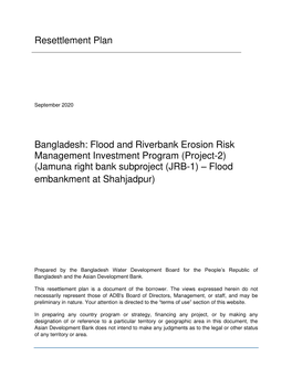 Project 2: Shahjadpur Flood Embankment Resettlement Plan