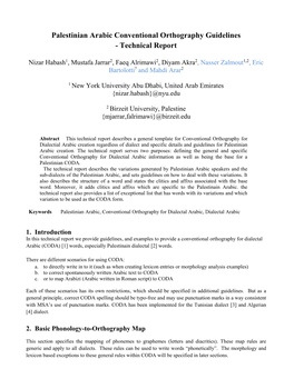 Palestinian Arabic Conventional Orthography Guidelines - Technical Report