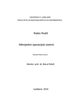 Ratko Rudič Mikrojedrni Operacijski Sistemi