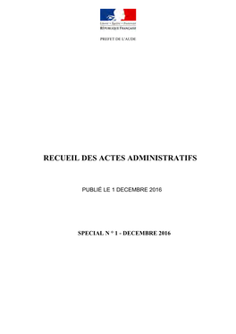 Recueil Des Actes Administratifs Special N