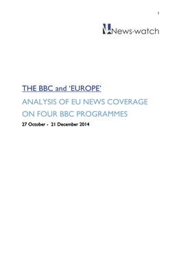 THE BBC and 'EUROPE' ANALYSIS of EU NEWS