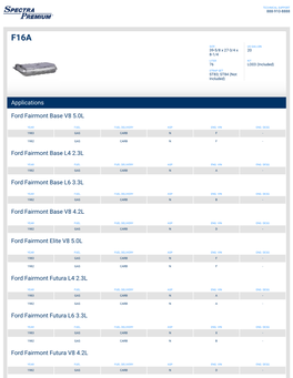 Applications Ford Fairmont Base V8 5.0L Ford