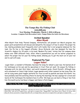 The Tampa Bay Fly Fishing Club Invited Speaker Allen Wyatt