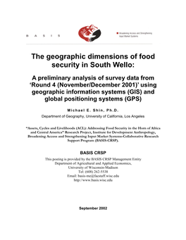 The Geographic Dimensions of Food Security in South Wello