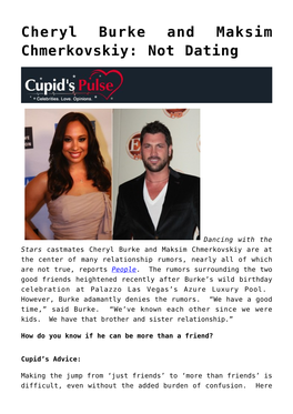 Cheryl Burke and Maksim Chmerkovskiy: Not Dating