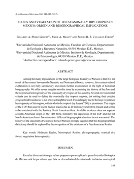 Flora and Vegetation of the Seasonally Dry Tropics in Mexico: Origin and Biogeographical Implications