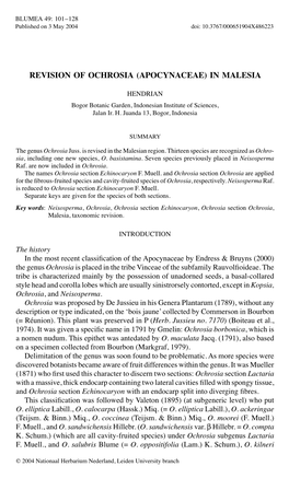 Revision of Ochrosia (Apocynaceae) in Malesia