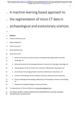 A Machine Learning Based Approach to the Segmentation Of