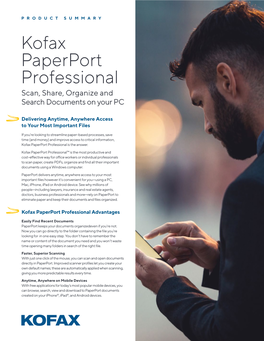 Kofax Paperport Professional Scan, Share, Organize and Search Documents on Your PC