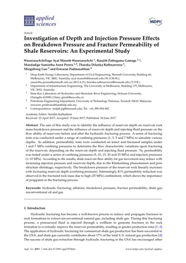 Investigation of Depth and Injection Pressure Effects on Breakdown Pressure and Fracture Permeability of Shale Reservoirs: an Experimental Study