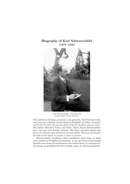 Biography of Karl Schwarzschild (1873–1916)